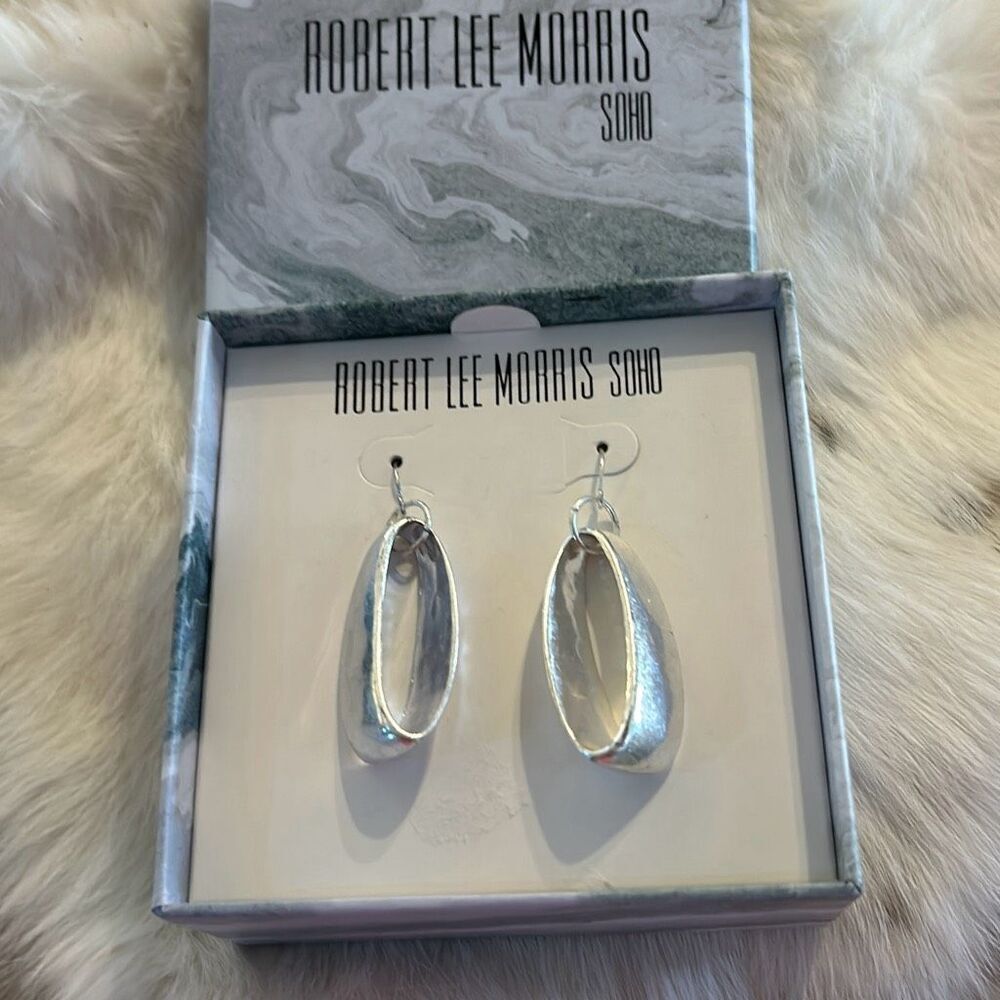 Robert Lee Morris Signed Silver Tone Earrings NWT